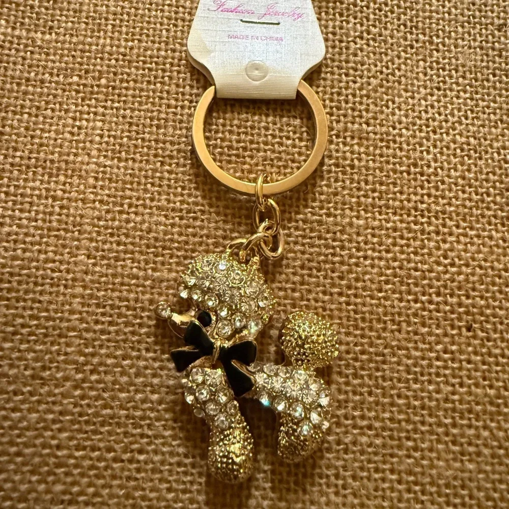 Fashion Jewelry Gold Crystal Dog Keychain
